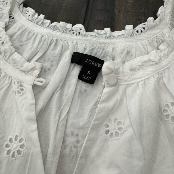 J. Crew White Eyelet Blouse with Ruffles - Picture 5 of 11